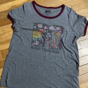 MTV floral ringer tee